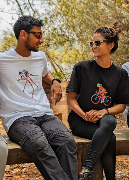 Calyz Black T-shirt with Girl Cyclist - Image 5